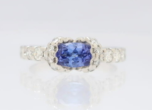 【買取】PT900 プラチナ900 タンザナイト ダイヤモンド デザインリング 指輪 0.50ct