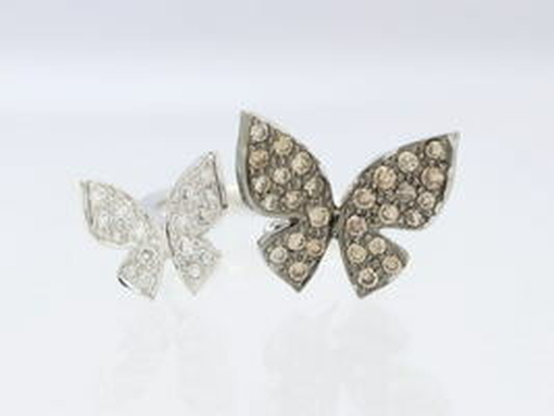 【買取】WG 750 ホワイトゴールド ダイヤモンド 蝶々 バタフライ リング 指輪 D:0.52ct