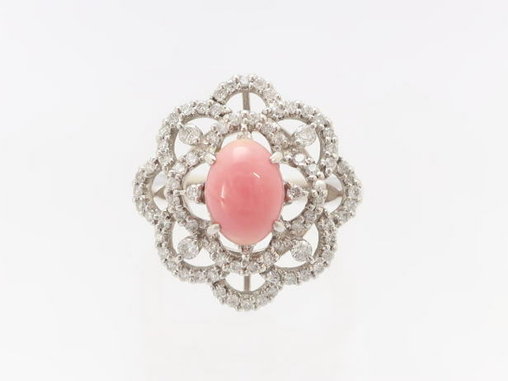 【買取】PT900 プラチナ コンクパール リング 指輪 1.78ct 0.48ct