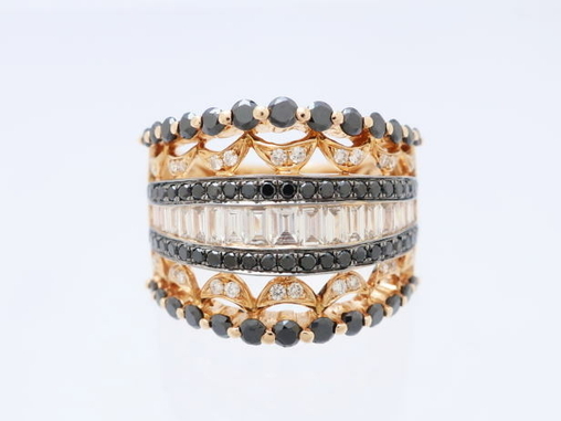 【買取】K18PG ピンクゴールド ブラックダイヤモンド ダイヤモンド リング 指輪 0.15ct 1.34ct 0.76ct